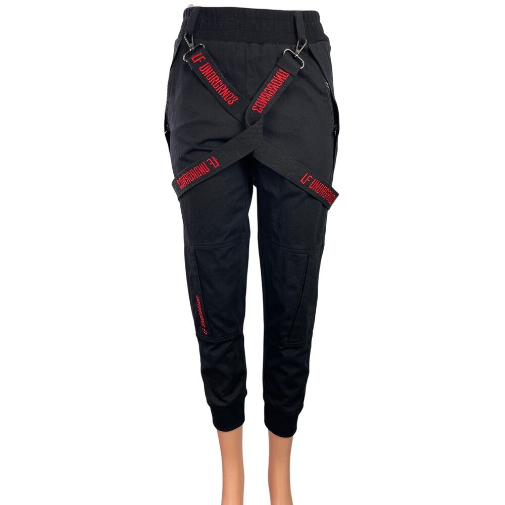LF The Brand Underground Black High Rise Straps Techwear Jogger Pants Size 4